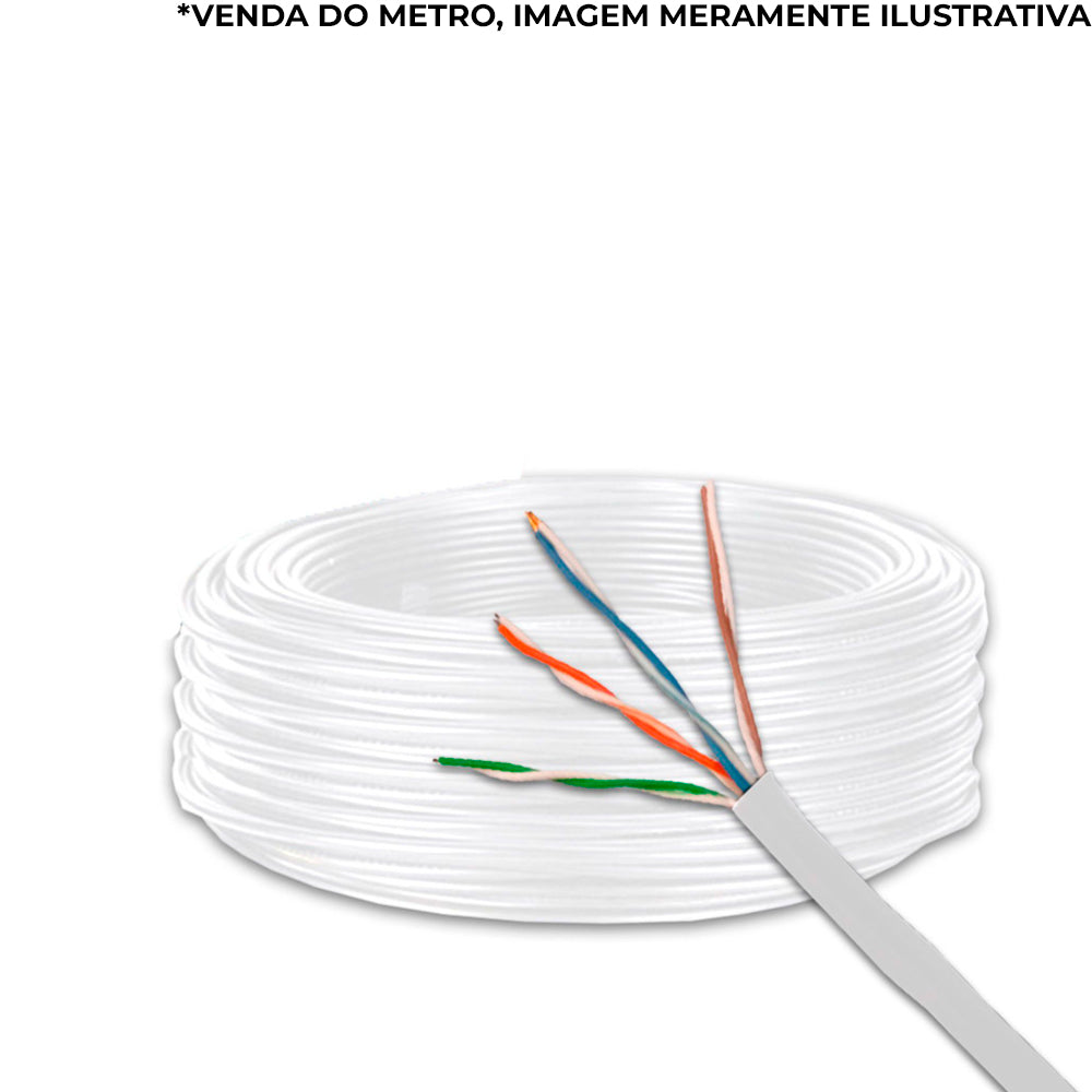 Metro de Cabo de Rede LAN 4PX24AWG CAT6 UTP LSZH -100% Cobre Wec, Branco
